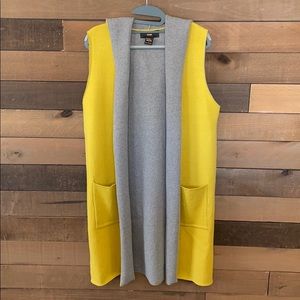 Women’s Rain Sweater Vest Cardigan—Yellow & Gray